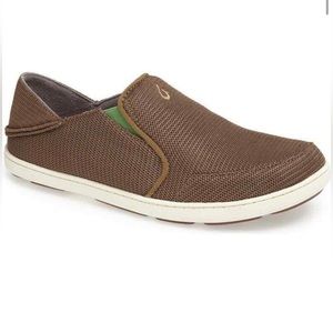 OluKai Nohea Mesh Men's Slip On Casual Loafer Shoes Size 11 Gray Brown/Green